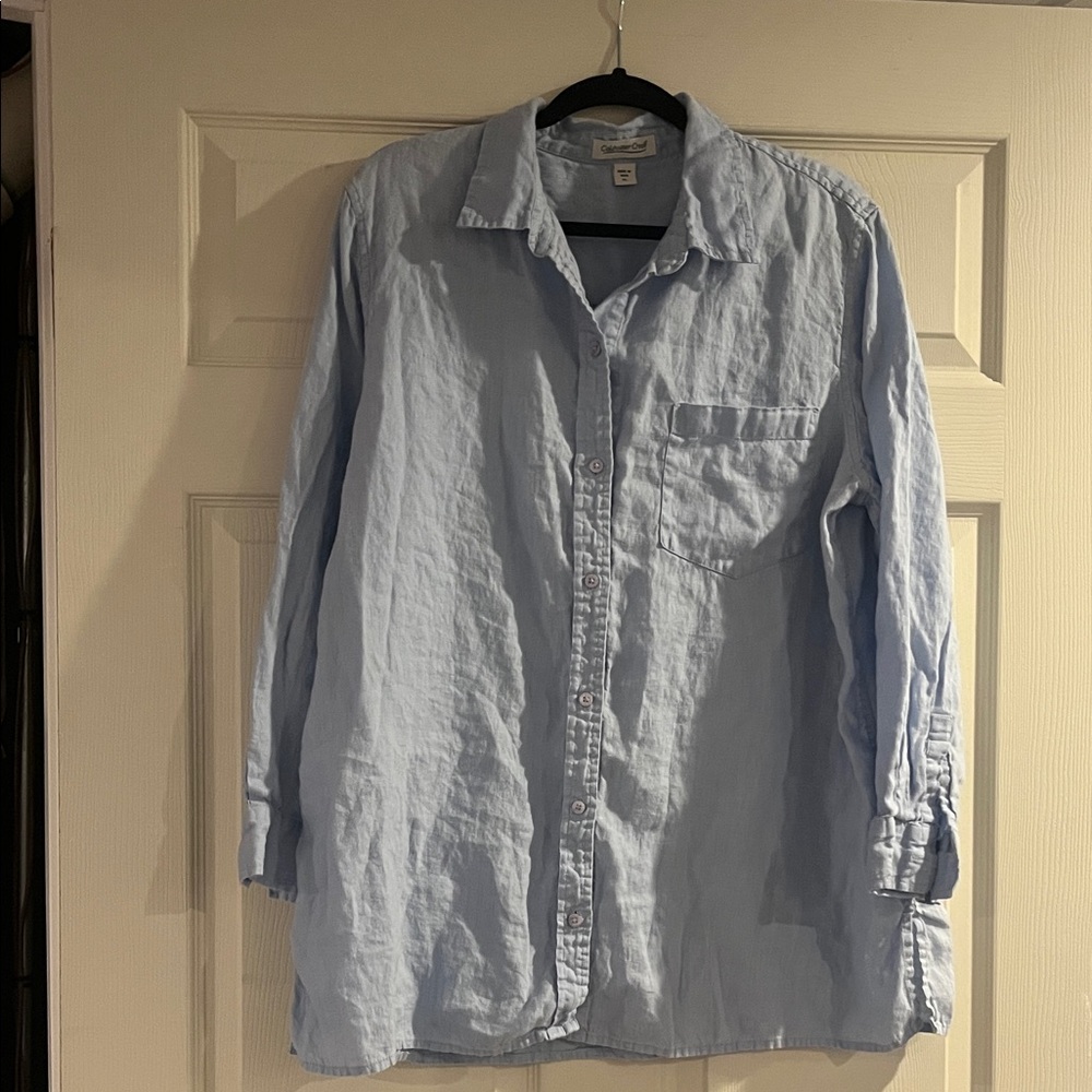 Coldwater Creek linen button down Long sleeve shirt woman’s XL